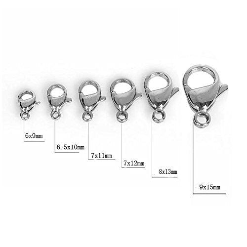 40 Piece Grade A 304 Stainless Steel Lobster Clasps Claw Clasps for Bracelet Necklace Jewelry Making Findings (9x15mm-8883) - size: 9x15mm