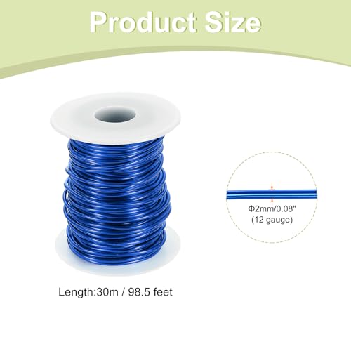 HARFINGTON 12 Gauge Aluminum Craft Wire 2.0mm 98.5ft Flexible Bendable Anodized Metal Jewelry Sculpting Wire for Jewelry Making Modelling Craft DIY, Sapphire Blue - color: Sapphire Blue, size: 98.5ft x 2.0mm
