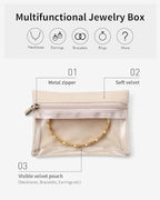 VLANDO 33 Pcs Travel Jewelry Case Velvet Jewelry Pouch with Zipper Clear Travel Jewelry Bag Jewelry Travel Organizer for Travel Business Trip Mother Day Mom Gifts for Mom Wife Women - color: A.33 PCS