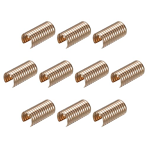 uxcell Leather Rope Clip, 50Pcs Cylindrical Crimping Cord Crimps Foldable String Leather Cord Fastener for DIY Lanyard, Tassel, Jewelry Making, Golden - color: Golden