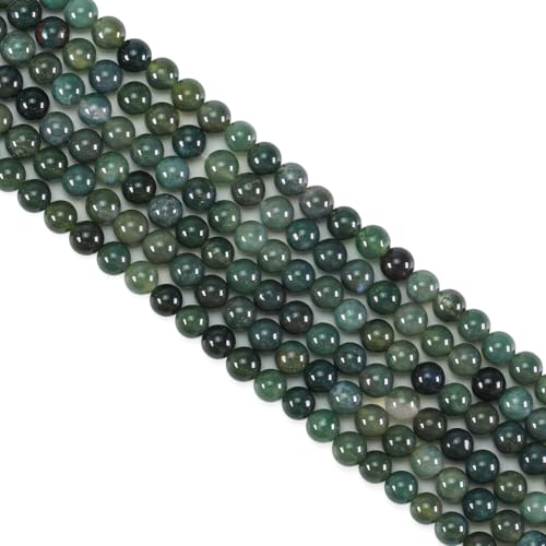 Natural Moss Agate Beads 6mm Round Stone Beads for DIY Bracelets Necklace Earrings Making 60pcs - color: Moss Agate, size: 6mm