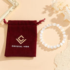 Crystal Vibe 8mm Beaded Bracelets For Women Men - Healing Crystal Bracelet - Adjustable Size - color: selenite