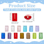 PH PandaHall 52pcs 13 Colors Faceted Glass Beads - Flat Rectangle Crystal Spacer Beads for DIY Jewelry Making, 14x8 mm