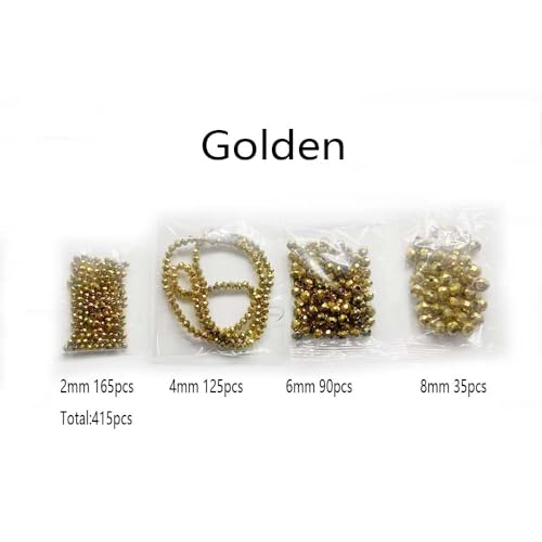 415pcs Rondelle Crystal Glass Beads 2mm 4mm 6mm 8mm Mixed Sizes, Faceted Briolette Spacer Czech Seed Loose Beads for DIY Jewelry Making (Golden) - color: Golden