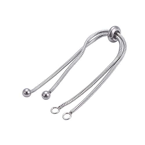 DanLingJewelry 10pcs 304 Stainless Steel Adjustable Slider Bracelet Slider Extender Chains Friendship Bracelets for Jewelry Making DIY 8 Inches(210mm) PP - color: StyleⅫI-10 pcs-Platinum
