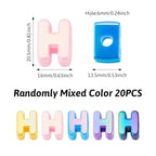 Beadthoven 20pcs Big Letter H Beads Large Hole Bubble Alphabet Acrylic Beads Charm Iridescent Plastic H Shape Loose Chunky Spacers for Jewelry Making Bracelet Necklace Keychains Shoelaces Crafts - color: H