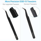 YHYZ 3PCS Precision Tweezers Set, Premium Stainless Steel Anti-Static ESD Tweezes, Suitable for Tweezers, for Craft, Electronic, Soldering, Model, Hobby, Jewelry Making Laboratory - style: 3pcs, Version 1