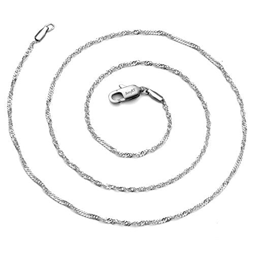 Jewelry 2mm Titanium Steel Silver Singapore Chain Necklaces for Women 16 to 30 in - size: 16 in