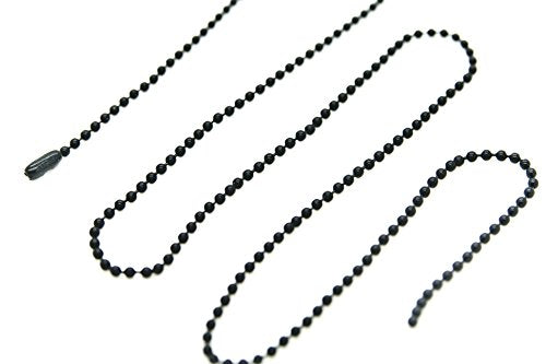 ONDEPOT 24 inch Military Spec Black Epoxy Coated 2.4mm Ball Chain Necklaces - pack of 50 pcs