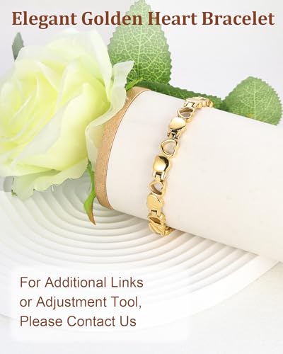 BioMag Magnetic Bracelet for Women, Titanium Steel Wristband Brazaletes for Pain Relief Solid Pure Copper Jewelry Gift with Adjustable Tool - color: Gold