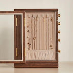 CHOSIN Black Walnut Wooden Jewelry Box, 360° Rotating Organizer with Glass Lid, 5 Drawers for Earrings, Rings, Necklaces – Vertical Jewelry Storage for Women Mothers Day Gifts for Mom - style: 360° Rotatable