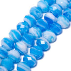 7.5×10mm 50pcs Light Blue White Faceted Lampwork Glass Beads for Jewelry Making, Flat Round Handmade Murano Beads for Bracelets, Crafts, Friendship Bracelet Kit, Rosary Making - color: Light Blue White