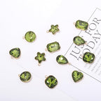 Song Xi Red Shape Random Charms For Jewelry Making Clear Crystal Charms Pendants Bracelets Necklace Earrings Bulk Keychain Arts And Crafts Diy Birthday Gifts For Women AB Color 12pcs - color: Random Shapes - Yellowish Green