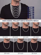 Bandmax Solid 1.5mm/2mm/3mm/6mm Rope Chains for Men Women 14K Gold Plated/Black Plated Stainless Steel Twist Chain 16-30 Inches, with Gift Box - color: 10 6MM Steel