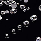 AD Beads 1440 Pieces Mixed Size No Hotfix Glue on Quality Glass Flatback Rhinestones Round Crystal Gems (01 Crystal) - color: Crystal 01