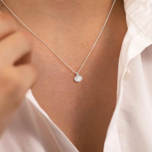 Pearl Necklace for Women- 14K Gold-plated/White Gold-plated Dainty Pearl Necklace for Women - color: Silver shell pearl