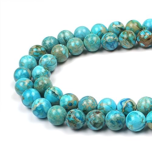 MJDCB 6mm Light Blue Imperial Jasper Gemstone Beads Round Loose Stone Bead for Jewelry Making Bracelets Necklaces - color: Light Blue Imperial Jasper, size: 6mm