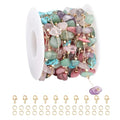 KYUNHOO 16.4FT Colorful Natural Stone Chain Links Gold Plated Brass Chain for Necklace Thin Paperclip Chain Roll with Lobster Clasps Jump Rings Jewelry Making Supplies - color: Natural Stone-Colorful