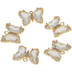 Crystal Zirconia Gold Plated Brass Charms for Jewelry Making Bracelet Necklace Earring Pendant Craft Supplies DIY Accessories - color: Butterfly-White-5Pcs