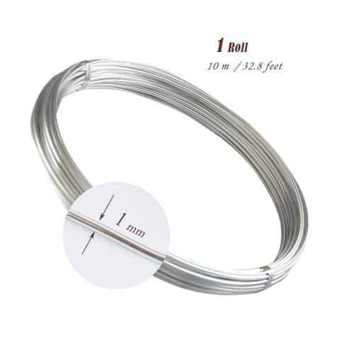Aluminum Wire, 1 Roll 1mm 18 Gauge, 32.8 Feet Silver Armature Wire for DIY Crafts - size: 1mm