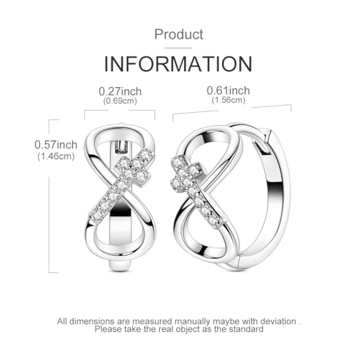LAZA 925 Sterling Silver Hoop Earrings for Women, Sterling Silver Butterfly Hoops Colorful Flowers Hoop Huggie Earrings Hypoallergenic Jewelry Gifts for Women - color: Eternal Cross Earring