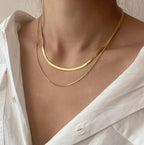 Tewiky Layered Necklaces for Women Non Tarnish- Chunky 14k Gold Plated Herringbone/Snake/Rope/Box/Cuban Link Chain for Women Waterproof Layering Stack Choker Necklace Trendy Dainty Tarnish Free Jewelry Set - color: Layered Herringbone Gold