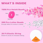 ADIIL 7200pcs Clay Beads Bracelet Making Kit, 6mm Polymer Heishi Beads for Jewelry Making, Friendship Bracelet Kit Birthday Gift for Adults Hot Pink - color: Hot Pink