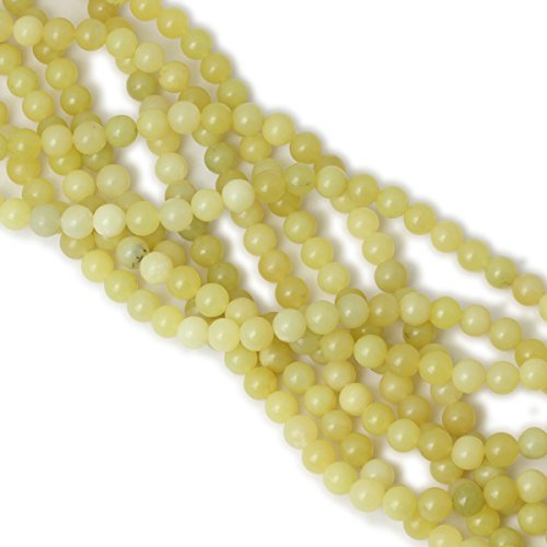 45PCS 8mm Natural Yellow Lemon Jade Gemstone Round Loose Beads for Jewelry Making DIY Findings 1 Strand 15" - color: Lemon jade, size: 8mm
