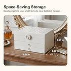 3 Layer Jewelry Box with Lock, Women Large Jewelry Holder Organizer with Drawer for Necklaces, Rings, Bracelets, Earrings, Watches, Valentines Gift for Mom Girl Wife(Creamy-white) - color: Creamy-white
