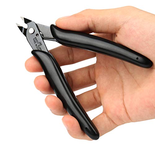 BOENFU Small Wire Cutter Jewelry Wire Cutters Zip Tie Cutters 2-Pack Flush Cut Nippers Precision Small Side Cutting Pliers for 3d Print, Plastic Models, Jewelry, Electronics, Black, 5 Inches, BF-170 - color: Black ( 2 Pack )