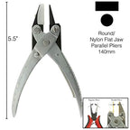 The Beadsmith Round Nose/Nylon Flat Nose Parallel Pliers, 5.5 inches (140mm) Steel Tool for Jewelry Making, with Spring - style: Round/Nylon Flat Jaw - 140mm