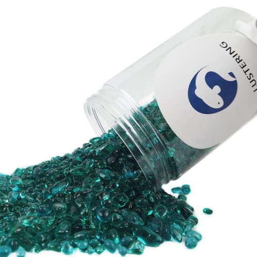 Lustering Decorative Round Glass Beads, Marbles, Pebbles, Gems for Fire Pit Crafts, Resin Art, Vase Filler, Fish Tank, Aquarium Garden Decoration, 3-6mm, 1-Pound (Turquoise) - color: Turquoise