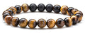 Hamoery Men Women 8mm Tiger Eye Stone Beads Bracelet Elastic Natural Stone Yoga Bracelet Bangle - color: Tiger Eye Matte-21003