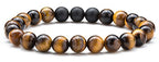 Hamoery Men Women 8mm Tiger Eye Stone Beads Bracelet Elastic Natural Stone Yoga Bracelet Bangle - color: Tiger Eye Matte-21003