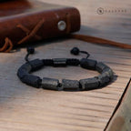 HASKARE Natural Stone Tourmaline Crystal Bracelets for Men, Protection Crystals Raw Black Tourmaline Beads Bracelet, Mens Energy Healing Bracelets for Anxiety, Handmade Beaded Bracelet Gifts for Men