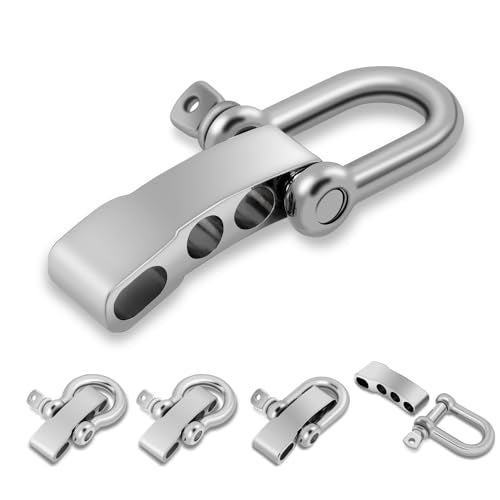 CooBigo Paracord Bracelet Shackle Buckle, Metal Survival Bracelet Bow Anchor + D Ring Shackle Clasp Adjustable Screw Pin M5 - color: Silver