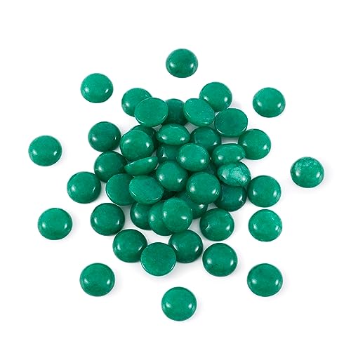 Crafans 50Pcs White Jade 10mm Round Gemstone Cabochons Half Round Natural Jade Cabochons Dome No Hole Healing Power Stone Flat Back Chakra Crystal Beads for Jewelry Making(Sea Green) - color: Jade-Sea Green, size: 10mm