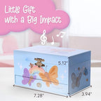 The Memory Building Co Butterfly Musical Jewelry Box Plays Classic Melody, Storage Organizer Music Box for Kids Ages 6-12, MDF Wood w/ 2 Fabric Lined Ring Bracelet Necklace Treasure Compartments - style: Butterfly