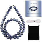 Stone Beads, 45pcs Blue Sodalite, 8mm Round Loose Beads for Jewelry Making, Bracelets, with Bag, String & Card - color: Blue Sodalite Beads, size: 8mm