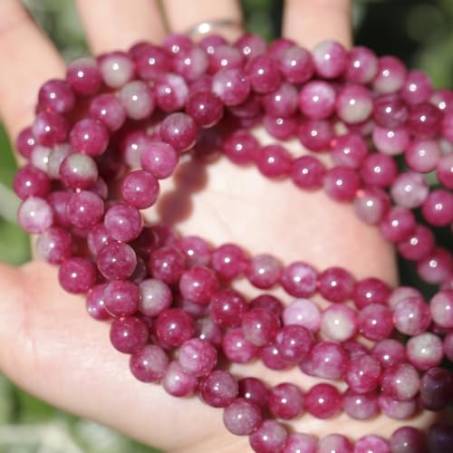 Natural Stone Beads Watermelon Tourmaline 8mm Polished Round Smooth Gemstone Beads for Jewelry Making Supplies 15 Inch(45 Beads) - color: Watermelon Tourmaline 8mm-45pcs