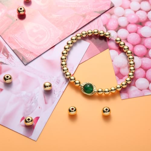 2mm-570pcs 18K Gold Filled Round Ball Beads for Jewelry Making Gold Spacer Beads, Smooth Gold Metal Beads for Bracelets Necklaces Earrings Crafts Bulk Supplies - color: 2mm-570pcs