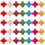 SUNNYCLUE 1 Box 250Pcs Cross Beads Mini Small Colorful Cross Charms Bulk Easter Synthetic Turquoise Stone Cross Bead Tiny Pocket Crosses Crucifix Loose Spacer Beads for Jewelry Making Kits Adult - color: 250pcs 8x8mm Colorful Cross Beads