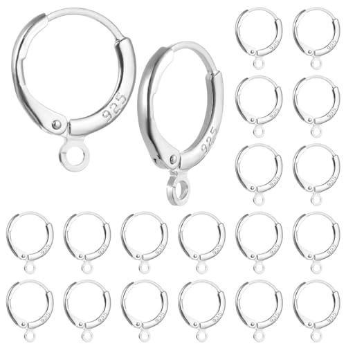 20 Pcs Silver Earring Hooks Small Round Earring Hoops with Loops Jewelry Making Supplies for DIY Dangle Earring Making - color: Silver