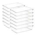 12 Pack Drawer Organizer - 6" X 9" Clear Acrylic Storage Bins with Non-Slip Pads, Versatile Desk Tray for Makeup, Jewelry, Kitchen, Bathroom, and Office Organization - size: 6"X 9"