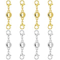 925 Silver Double Lobster Magnetic Necklace Clasps, Magnetic Necklace Clasps and Closures, Double Lobster Clasp Magnetic Jewelry Clasps for Necklaces (8pcs | Gold Silver) - color: 8pcs | gold silver