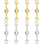 925 Silver Double Lobster Magnetic Necklace Clasps, Magnetic Necklace Clasps and Closures, Double Lobster Clasp Magnetic Jewelry Clasps for Necklaces (8pcs | Gold Silver) - color: 8pcs | gold silver