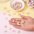 Craftdady Enamel Dangle Charms Pendant Food Animal Flower Cute Charms Colorful Metal Fruit Pendants Hang Ornament for Craft Bracelet Necklace Earring Key Chains Jewelry Making - color: Pink Bowknot
