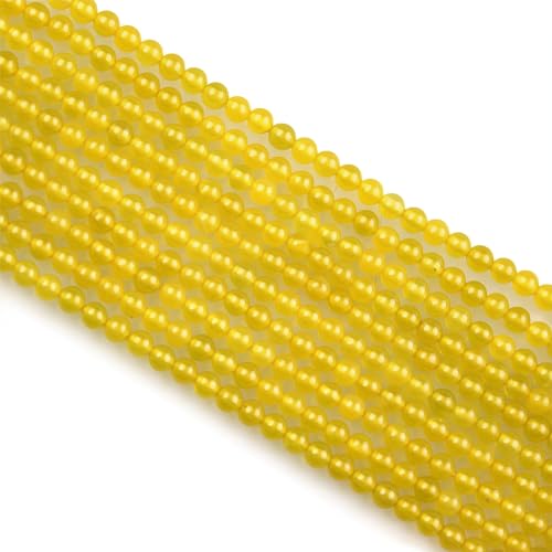 MJDCB 320pcs Natural Small Stone Beads 2mm Yellow Agate Round Smooth Loose Gemstone Bead for Jewelry Making Bracelets Earrings Necklaces Accessories - color: Yellow Agate