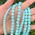 180pcs Adabele Lab Created Blue Amazonite Gemstone 4mm (0.16 Inch) Small Round Beads Gem Stone Spacer for DIY Craft Jewelry Making GS11-4 - color: Amazonite (Lab Created), size: 4mm (180pcs/2 strands)