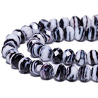 7.5×10mm 50pcs Black White Faceted Lampwork Glass Beads for Jewelry Making, Flat Round Handmade Murano Beads for Bracelets, Crafts, Friendship Bracelet Kit, Rosary Making - color: Black White